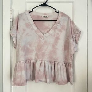 small pink and white tye die shirt from altered state